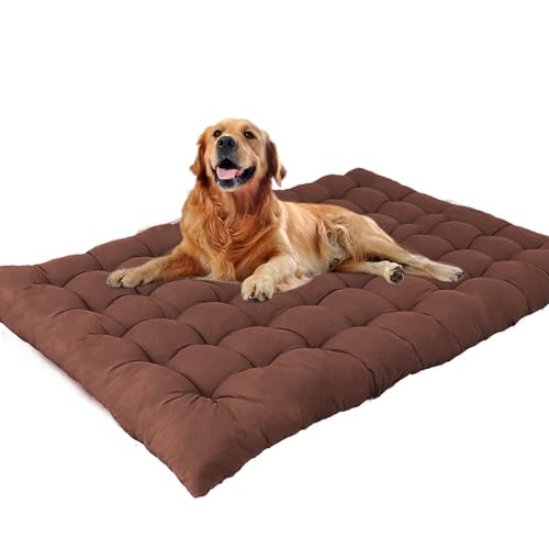 Waigg Kii Extra großes Hundebett, beruhigende Hundematratze, Anti-Angst, waschbar, für mittelgroße und große Hunde (110 x 60 cm, Braun) von Waigg Kii
