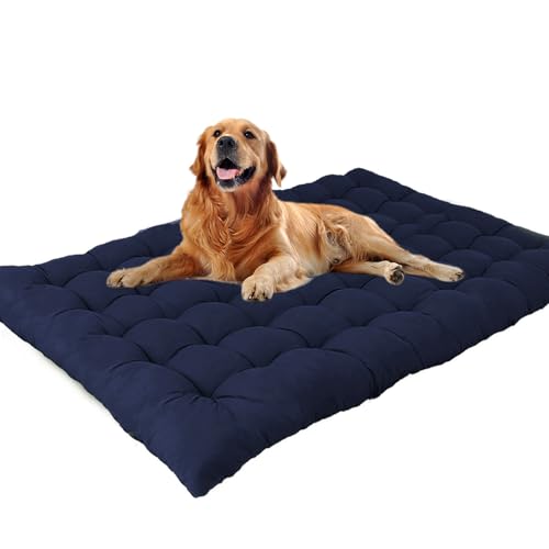 Waigg Kii Extra großes Hundebett, beruhigende Hundematratze, Anti-Angst, waschbar, für mittelgroße und große Hunde (120 x 50 cm, Marineblau) von Waigg Kii
