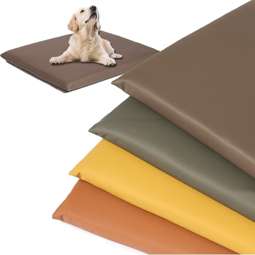 Waigg Kii Extra großes Hundebett, urinfest, Katzenschlafbett, wasserdichte Haustierbox-Matratze, Anti-Angstzustände, Hundesofa, Katzenkissen, beruhigende Matte für Innenkatzen, Hunde (Gelb, L 80 x 60 von Waigg Kii