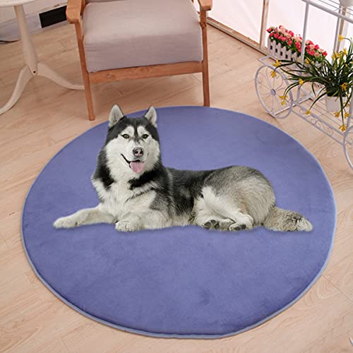 Waigg Kii Große Hundebettmatte, Korallensamt, weich, rund, Teppich, Haustiermatte, Anti-Angst, Hundematratze für kleine, mittelgroße und große Katzen (130 cm, Marineblau) von Waigg Kii