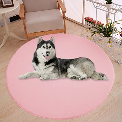 Waigg Kii Große Hundebettmatte, Korallensamt, weich, rund, Teppich, Haustiermatte, Anti-Angst, Hundematratze für kleine, mittelgroße und große Katzen und Hunde (140 cm, Rosa) von Waigg Kii