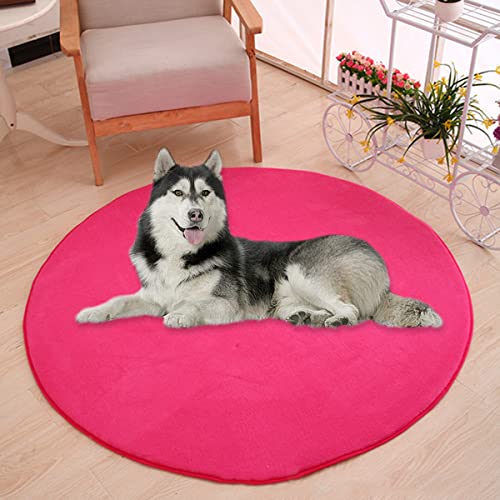 Waigg Kii Große Hundebettmatte, Korallensamt, weich, rund, Teppich, Haustiermatte, Anti-Angst-Hundematratze für kleine, mittelgroße und große Katzen und Hunde (150 cm, Rosenrot) von Waigg Kii