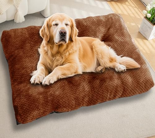 Waigg Kii Großes Hundebett, beruhigender Schlaf, Autobetten, rutschfeste Plüschmatratze, extra groß, orthopädische Hundebetten, Anti-Angst, gemütliches Kissen (Kaffee, Größe XL - 95 x 65 cm) von Waigg Kii