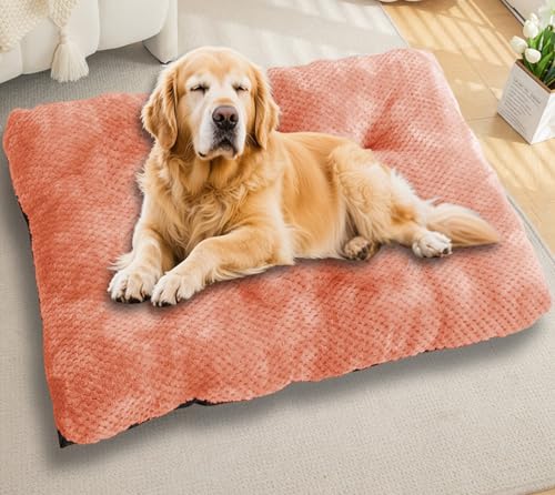 Waigg Kii Großes Hundebett, beruhigender Schlaf, Autobetten, rutschfeste Plüschmatratze, extra groß, orthopädische Hundebetten, Anti-Angst, gemütliches Kissen (Rosa, S - 55 x 40 cm) von Waigg Kii