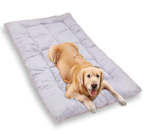 Waigg Kii Großes Hundebett, beruhigender Schlaf, Plüsch-Matratze, extra groß, Anti-Angst, gemütlicher Bezug für Käfige, Bettwäsche, Kissen (Grau, XL - 120 x 60 cm, 2 Stück) von Waigg Kii