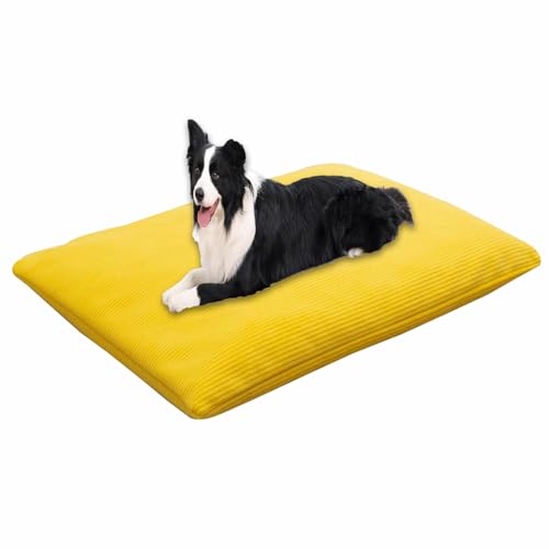 Waigg Kii Großes Hundebett, beruhigendes Hundebett, waschbare Haustierbox-Matratze mit abnehmbarem Bezug, luxuriöses, weiches Haustierkissen für mittelgroße und große Hunde (Gelb, 33 x 45 cm) von Waigg Kii