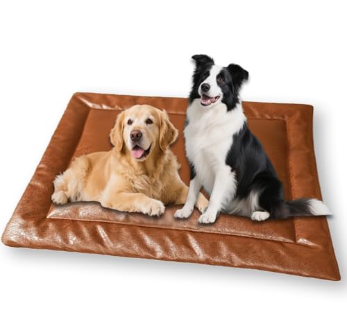 Waigg Kii Großes Hundebett, urinfest, wasserdicht, beruhigende Haustierbox-Matratze, luxuriöses Hundesofa, Anti-Angst-Hundekissen für Indoor-Katzen, rutschfest (Braun, XXL-120 x 90 cm) von Waigg Kii
