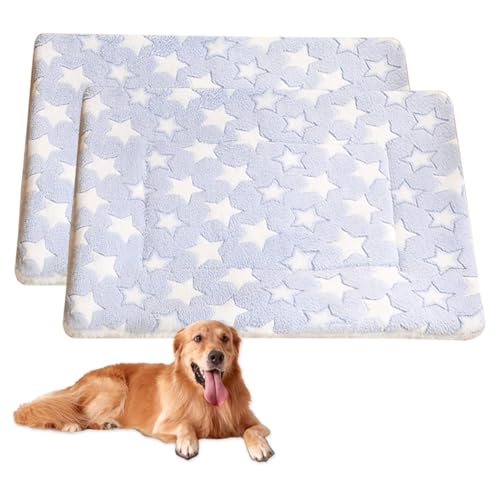 Waigg Kii Großes Hundebett, waschbar, weiches Hundebett, Haustiermatte für kleine, mittelgroße und große Hunde, flauschiges, luxuriöses Hundekissen, Haustierbox-Matratze (Blau, 69 x 52 cm), 2 Stück von Waigg Kii