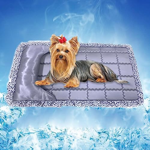 Waigg Kii Haustier-Kühlmatten, Katzenschlafbett, waschbar, beruhigendes Hundebett, mittlere Haustiermatratze mit Kissen, weiches, atmungsaktives Hundekissen (95 x 70 cm, Grau) von Waigg Kii