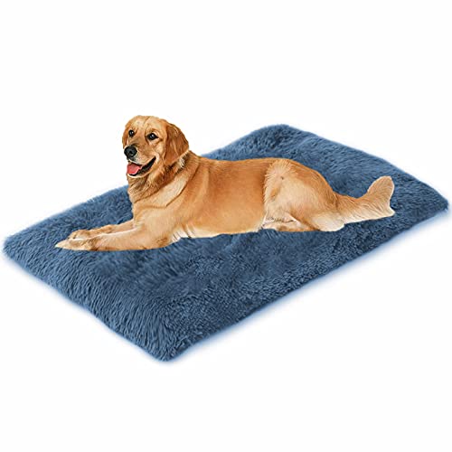 Waigg Kii Hundebett-Matratze, flauschig, beruhigend, für Hunde und Katzen, Plüsch, Kunstfell, extragroß, waschbar, für große und mittelgroße Hunde (110 x 80 x 10 cm, marineblau) von Waigg Kii