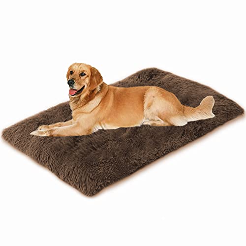 Waigg Kii Hundebett-Matratze, flauschig, beruhigend, für Hunde und Katzen, Plüsch-Kunstfell, extragroß, waschbar, für große und mittelgroße Hunde (110 x 80 x 10 cm, braun) von Waigg Kii