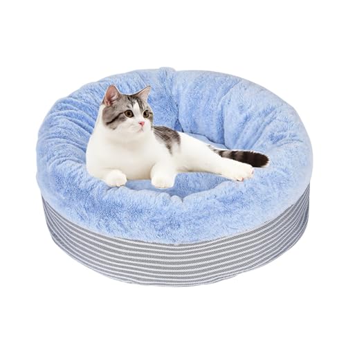 Waigg Kii Katzenbett, Donut-Hundebett, rund, für kleine Hunde, Sofa, Kiste, Matte, rutschfest, weich, orthopädisch, Kätzchen, Katzenbetten für Innenkatzen, Welpen, kleine Hunde (Blau, S-50 cm) von Waigg Kii