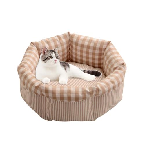 Waigg Kii Katzenbetten für kleine Hunde, Donut-Baumwolle, rundes Kätzchen-Hochbett, beruhigende Höhle, orthopädisches Sofakissen für Katzen, Hunde, Welpen, Gelb, 42 cm von Waigg Kii