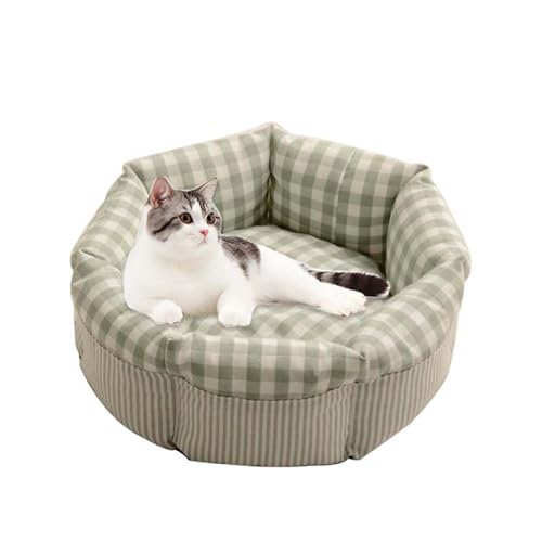 Waigg Kii Katzenbetten für kleine Hunde, Donut-Baumwolle, rundes Kätzchen-Hochbett, beruhigende Höhle, orthopädisches Sofakissen für Katzen, Hunde, Welpen, Grün, 36 cm von Waigg Kii