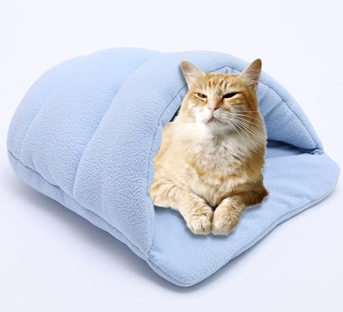 Warmes kleines Hundebett, waschbar, gepolstert, für mittelgroße Hunde und Katzen, Hausschuhform, gemütlich, weiches Kissen, leicht, tragbar, Blau, L 68 x 58 cm von Waigg Kii