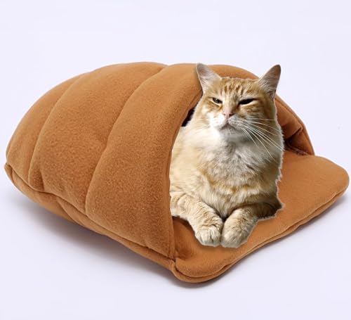 Warmes kleines Hundebett, waschbar, gepolstert, für mittelgroße Hunde und Katzen, Hausschuhform, gemütlich, weiches Kissen, leicht, tragbar, Braun, Größe XS - 38 x 28 cm von Waigg Kii
