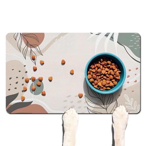 Hunde-Futternapf-Matte für Böden, saugfähig, Hundematte für Futter und Wasser, schnell trocknend, Boho-Hundenapf-Matte, Haustierfuttermatte, Böden, rutschfest, wasserdicht, tropische Blätter, für Hunde-Futternapf-Matte für Böden, saugfähig, Hundematte für Futter und Wasser, schnell trocknend, Boho-Hundenapf-Matte, Haustierfuttermatte, Böden, rutschfest, wasserdicht, tropische Blätter, für von Wakasui