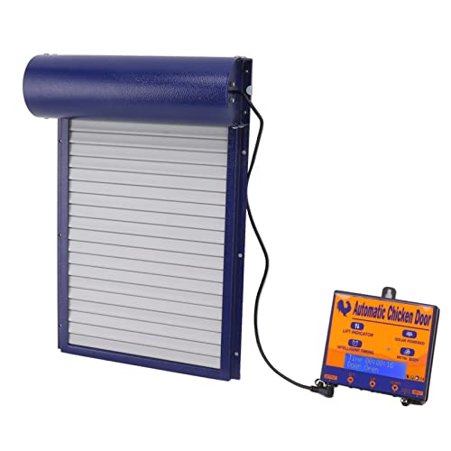 Automatische Hühnertür, Hühnerstalltür, Programmierbarer Automatischer Hühnerhaus-Türöffner, 3 Modi, Hühnerklappe, Lichtsensor, Timing-Fernbedienung für Bauerngeflügel (Blau) von Wakects