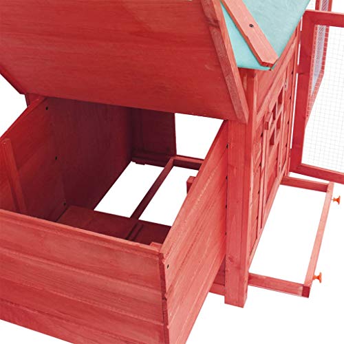 Hasenstall Rotes Tannenholz + Sperrholz + verzinkter Stahl Hühnerkäfig Wasserabweisend Umfassendes Design Leicht zu beobachten mit Belüftungstür für Henne für Geflügel von Wakects