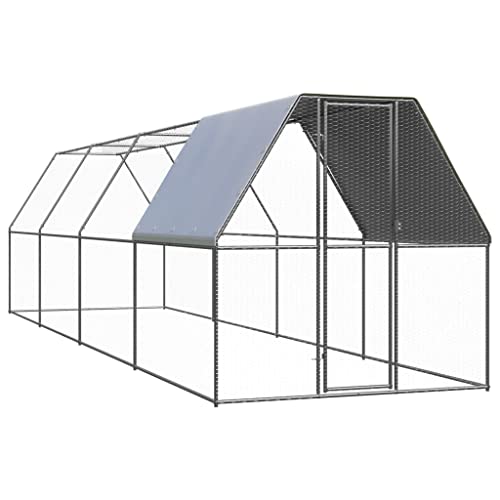 Hühnerkäfig, Dach aus Polyethylen, UV-beständig, verzinkter Stahl, wasserfest, mit Volierenschloss von Wakects