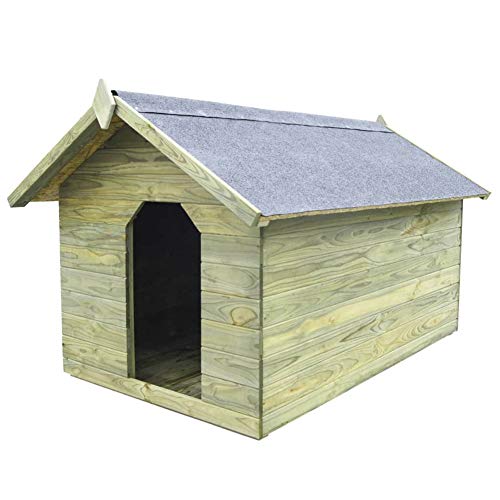 Hundehütte für den Außenbereich, Hundehütte mit aufklappbarem Dach, Hundehütte aus FSC-imprägniertem Holz, wasserdicht, pflegeleicht (104,5 x 153,5 x 94 cm) von Wakects