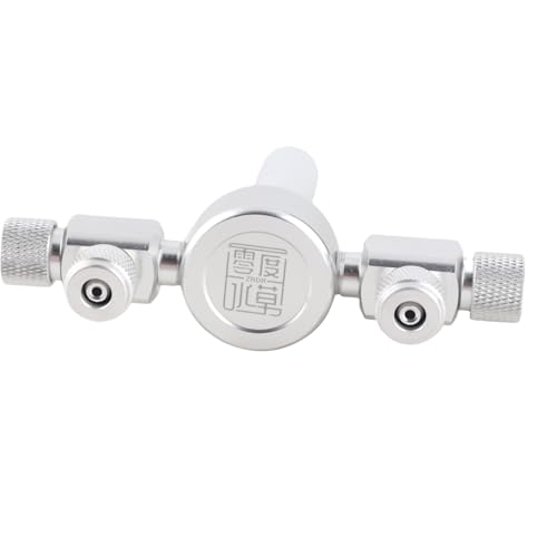 Wakects Aquarium CO2 Regulator Verteiler Nadel Aquarium CO2 Splitter Verteiler Aquarium CO2 Verteilerschlauch aus Aluminiumlegierung und Kupfer mit 2 Ausgängen und Feineinstellventil für (2 Way von Wakects