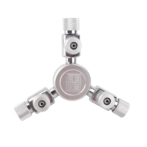 Wakects Aquarium CO2 Regulator Verteiler Nadel Aquarium CO2 Splitter Verteiler Aquarium CO2 Verteilerschlauch aus Aluminiumlegierung und Kupfer mit 2 Ausgängen und Feineinstellventil für (3 Way von Wakects