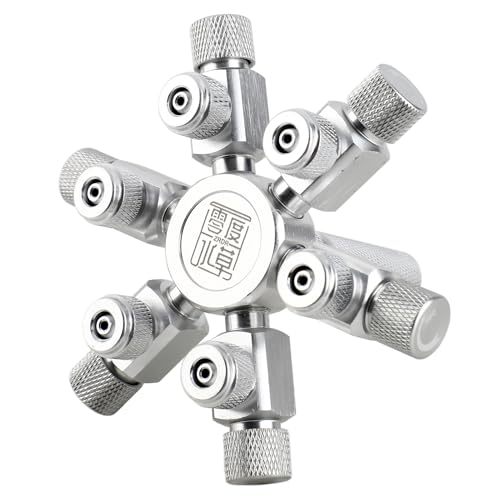 Wakects Aquarium CO2 Regulator Verteiler Nadel Aquarium CO2 Splitter Verteiler Aquarium CO2 Verteilerschlauch aus Aluminiumlegierung und Kupfer mit 2 Ausgängen und Feineinstellventil für (6 Way Wakects Aquarium CO2 Regulator Verteiler Nadel Aquarium CO2 Splitter Verteiler Aquarium CO2 Verteilerschlauch aus Aluminiumlegierung und Kupfer mit 2 Ausgängen und Feineinstellventil für (6 Way von Wakects