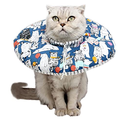 Wakects Elisabethanisches Katzenhalsband, weiche Baumwollmischung, Katzenschutzhalsband, verstellbar, elisabethanisches Halsband für 2–4 kg Haustiere, ausgewachsene Katzen, Hunde (blau) von Wakects
