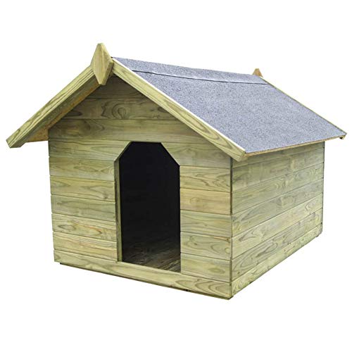 Hundehütte für den Außenbereich, Hundehütte mit aufklappbarem Dach, Hundehütte aus FSC-imprägniertem Holz, wasserdicht, pflegeleicht (105,5 x 123,5 x 85 cm) von Wakects