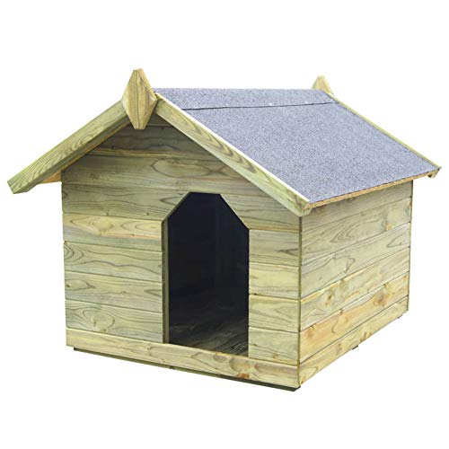 Hundehütte für den Außenbereich, Hundehütte mit aufklappbarem Dach, Hundehütte aus FSC-imprägniertem Holz, wasserdicht, pflegeleicht (85 x 103,5 x 72 cm) von Wakects