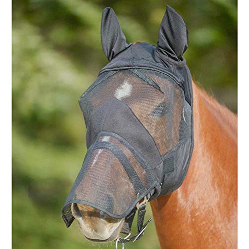 WALDHAUSEN Fliegenmaske Premium mit Ohren- und Nasenschutz, schwarz, Pony von WALDHAUSEN