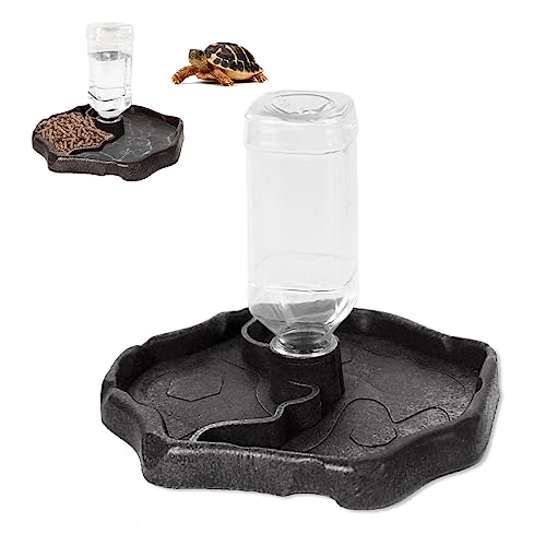 Waldspring Reptilien Schildkröte Futternapf, Terrarium Wasserschale, Futter Wasserspender Geeignet für Schildkröten, Geckos, Schlangen, Frösche usw Reptilienhaustier (Black) von Waldspring