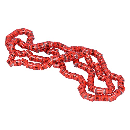 100 Pcs 8mm Hühnervogelbeinbänder Ringe Aluminiumlegierungen Tauben für Kleine Vögel Leuchtende Farben Leicht zu Finden Plastik- und Aluminiummaterialmanagementoperationen Halten Anders (Rot) von Walfront