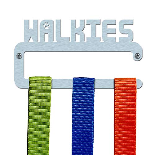 The Medal Hanger Shop | Walkies Hundeleinen-Aufhänger | gebürsteter Edelstahl | gerades Design | Hundeleinen-Haken | Hergestellt in Großbritannien von Walkies Dog Lead Holder
