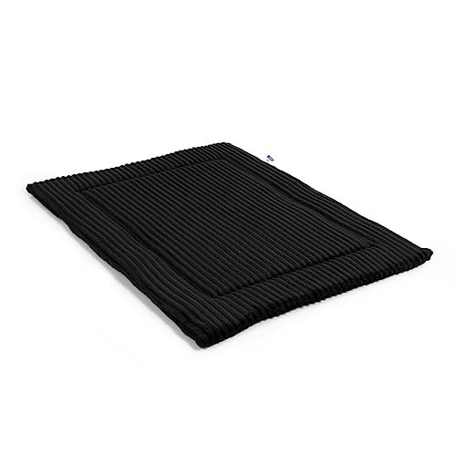 Wallace & Jones | Hundekissen mittelgroße Hunde waschbar, ca. 90 x 70 cm, Hunde Liegematte Cardi, Liegedecke L, Hundematte samtartiges Breitcordstoff, Farbe schwarz von Wallace & Jones