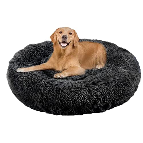 Wallace & Jones | Plüschbett Sarnia - M | Hundebett Liegekissen Donut | ca. 80 x 80 x 24 cm | Dunkelgrau von Wallace & Jones