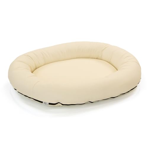 Wallace & Jones | Hundebett Bolton - Liegebett aus Kunstleder | orthopädisch rund | Creme-weiß - 95 x 81 cm von Wallace & Jones