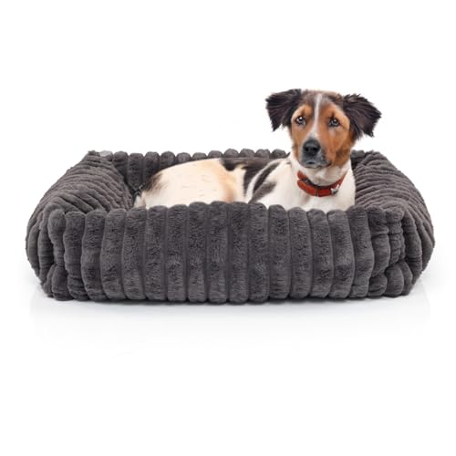 Wallace & Jones | Hundebett Mary - anthrazit | M | ca. 71 x 58 x 18 cm | weicher Schlafplatz, Breitcord Optik, Hundekörbchen von Wallace & Jones