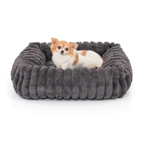 Wallace & Jones | Hundebett Mary - anthrazit | S | ca. 51 x 46 x 15 cm | weicher Schlafplatz, Breitcord Optik, Hundekörbchen von Wallace & Jones