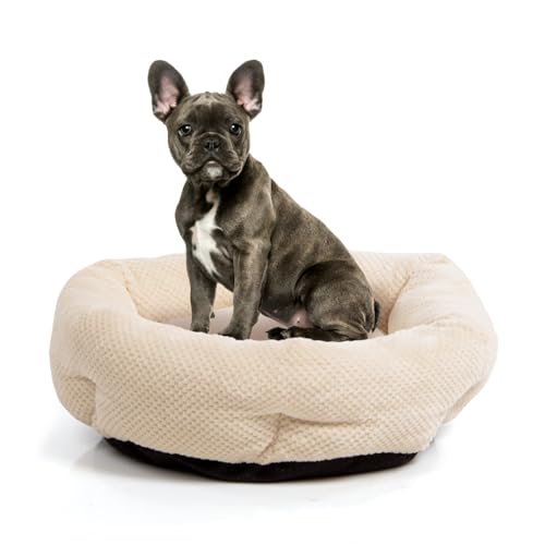 Wallace & Jones | Hundebett beige Cloey - gemütliches Hundekörbchen kleine Hunde | stylische sechseckige Form, rutschfest | beige | Größe S | ca. 50 x 50 x 15 cm von Wallace & Jones
