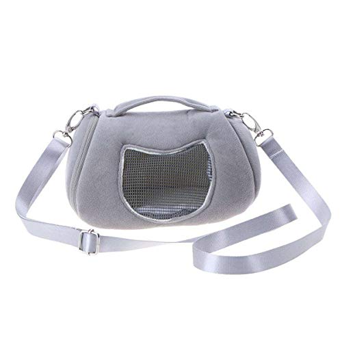 Haustier Tragetasche, Tragbare Atmungsaktive Hamster Ratten Schultertasche Handtasche Reise Wandern Haustier Tasche Winter Warme Käfig Nest Eichhörnchen Zubehör (Color : Grey) von Wallfire