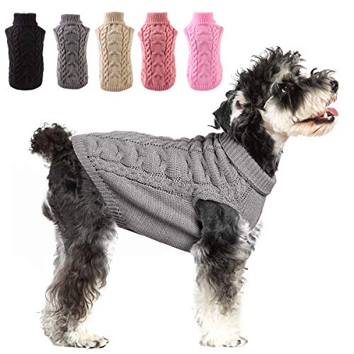 Wallfire Haustier-Pullover für Hunde, weich, warm, gestrickt, klassischer Strickpullover, Winterkleidung für kleine, mittelgroße und große Hunde von Wallfire