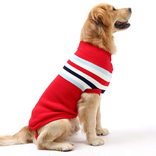 Wallfire Mode Gestreiften Hund Pullover Weiche Strickwolle Pullover Strick Crochet Coat Kleidung Für Kleine Mitte Große Pet Hunde (Color : Red Stripe, Size : 16 inch) von Wallfire