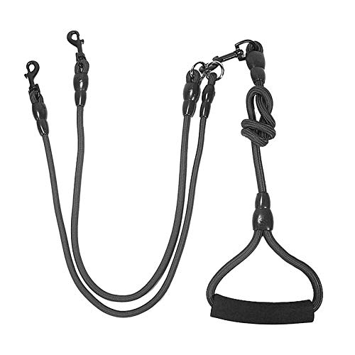 Wallfire Hundetraining Leine, Heavy Duty robuste Nylon Pet Walking Koppler Leine Geflochtenes Seil Hundeleine für große, mittlere und kleine Hunde (Color : Black, Size : 2 Way) von Wallfire