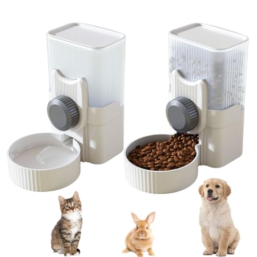 Automatischer Katzenfutterspender und Wasserspender, hängende Futter- und Wassernäpfe für kleine Haustiere, Katzen, Kätzchen, Hunde, Kaninchen, Frettchen (Grau) von Wallspet
