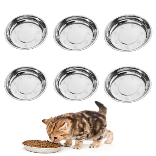 Katzennäpfe aus Edelstahl, 6 Stück, 15,5 cm, flach, breit, Katzennapf, Entlastung, Schnurrhaar, Müdigkeit, Katzenfutter, Wassernapf, Haustier-Futternapf für Katzen, Kätzchen, kleine Hunde Katzennäpfe aus Edelstahl, 6 Stück, 15,5 cm, flach, breit, Katzennapf, Entlastung, Schnurrhaar, Müdigkeit, Katzenfutter, Wassernapf, Haustier-Futternapf für Katzen, Kätzchen, kleine Hunde von Wallspet
