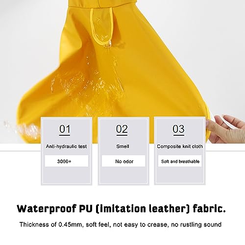 Walmeck Hund Regenmantel Klarer Kapuze Poncho Regenmantel für Mittelgroße Hunde Bauchschutz Hochkragen Elastische Einstellung Gelb M L XL 2XL 3XL (XXL) von Walmeck