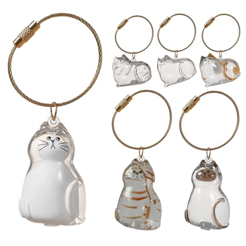 Walopola 6 Stück Katzenhaar-Aufbewahrungsflasche, transparente Katzenhaar-Aufbewahrungsflasche, Schlüsselanhänger zum Sammeln von Hundehaaren, Gedenkflasche, Schlüsselanhänger zum Sammeln von von Walopola