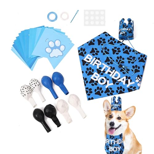 Walopola Hunde-Geburtstagsdekoration, kreativer Hunde-Geburtstagshut, verstellbar – Hundeschal, Hunde-Mädchen-Geburtstagstuch-Set, lebendiges Feier-Design für kleine, mittelgroße Hunde und Haustiere von Walopola